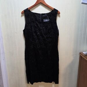 Molly Malloy Evening Dress Womens 14 Black Velvet Sleeveless Sheath Knee Length